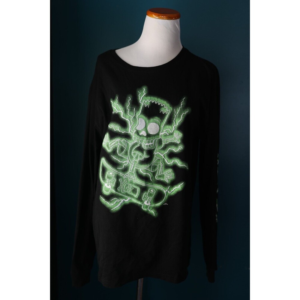 The Simpsons Halloween Bart Long Embroidered Sleeve Shirt Glow In The Dark Large